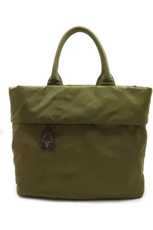 Prada Pre-owned, Dame, Grøn, ONE SIZE, Nylon, Pre-owned Laeder totes