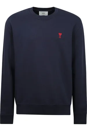 Ami Sweathshirts & Hoodies, Herre, Blå, XL, Bomuld, Sort Bomulds Sweatshirt med Hjerte Monogram