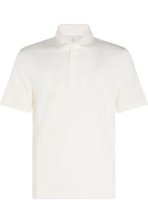 Brunello Cucinelli Top, Herre, Hvid, M, Hvid Kortærmet Knappet Sweater
