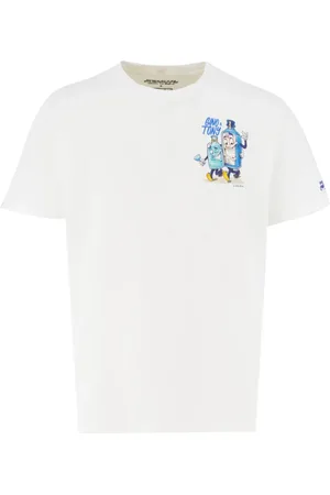 MC2 SAINT BARTH Top, Herre, Hvid, L, Bomuld, Bomuld T-shirt med Sødt Mønster Print