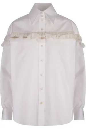 Alexander McQueen Bluser & Skjorter, Dame, Hvid, XS, Uld, Hvid Oversize Skjorte med Cut-Outs