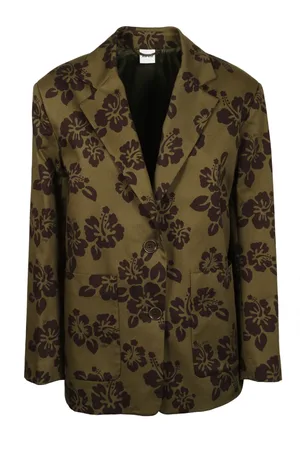 Aspesi Jakke, Dame, Grøn, 2XS, Bomuld, Blomstret militærgrøn blazer