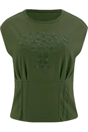 Guess Top, Dame, Grøn, L, Bomuld, Plisseret bomuldst-shirt - Grøn