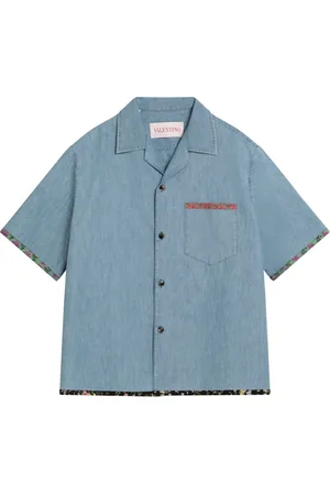 VALENTINO GARAVANI Skjorte, Herre, Blå, M, Denim, Kortærmet Skjorte