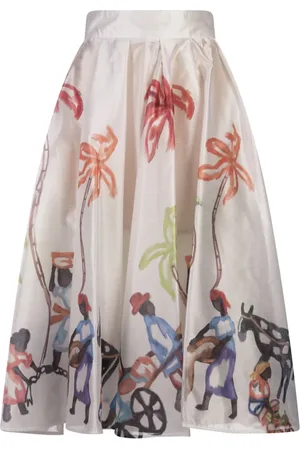 Stella Jean Nederdel, Dame, Flerfarvet, XS, Polyester, Hvid Polyester Modebluse