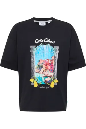 Carlo Colucci Top, Herre, Sort, L, Bomuld, Middelhavets Oversize T-shirt