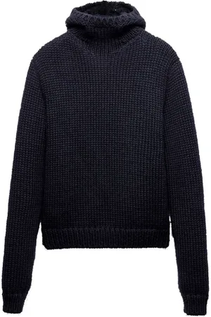 Prada Strik, Herre, Blå, L, Uld, Blå Hættetrøje Aw24