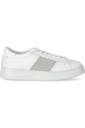 Emporio Armani Sko, Herre, Hvid, 45 EU, Læder, Hvid og Beige Læder Sneaker