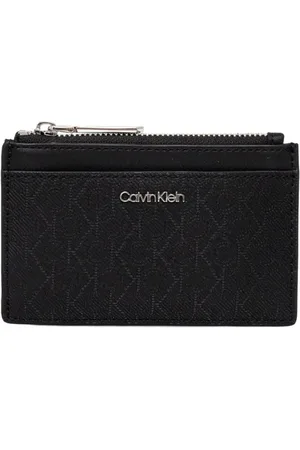 Calvin Klein Tilbehør, Dame, Sort, ONE SIZE, Monogrammotiv kortpung tegnebog