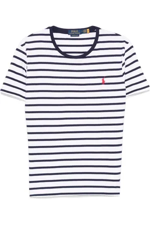 Ralph Lauren Top, Herre, Hvid, M, Bomuld, Stribet Crewneck T-shirt Hvid