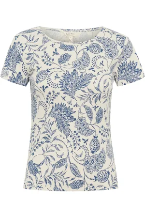 Part Two Top, Dame, Blå, XS, Stribet Tee Oceana Paisley Print