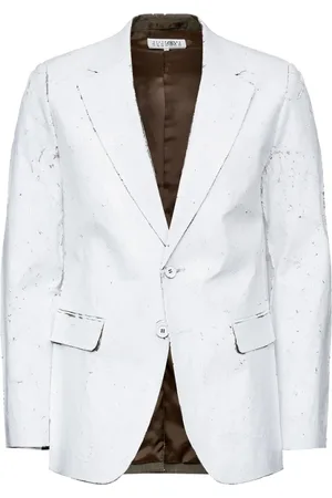 Maison Margiela Jakke, Herre, Hvid, S, Hvid Knappet Jakke med Lommer