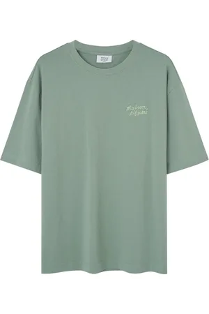 Maison Kitsuné Top, Herre, Grøn, XL, Uld, Stilfuld Håndskrevet Skjorte