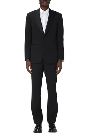 Giorgio Armani Jakkesæt, Herre, Sort, XL, Marineblå Enkeltknapssuit med Indsnittede Revers