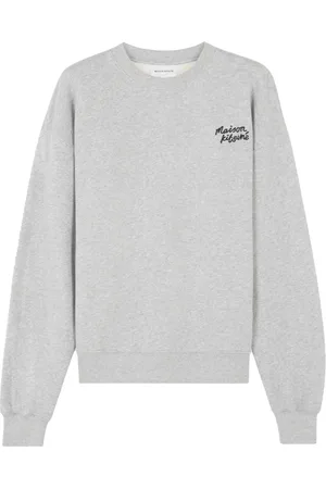 Maison Kitsuné Sweathshirts & Hoodies, Dame, Grå, M, Bomuld, Grå Sweater med Ribdetaljer
