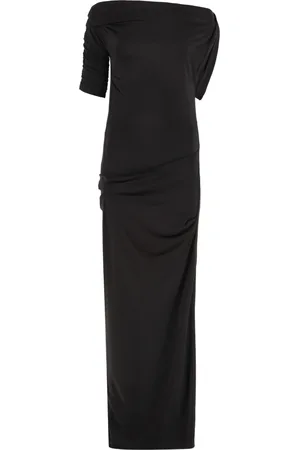 Jacquemus Kjole, Dame, Sort, L, Uld, Asymmetrisk Draperet Kjole