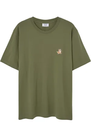 Maison Kitsuné Top, Herre, Grøn, L, Speedy Fox Patch Skjorte