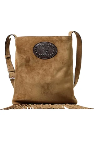 VALENTINO GARAVANI Taske, Herre, Brun, ONE SIZE, Uld, Luksus Ruskind Crossbody Taske