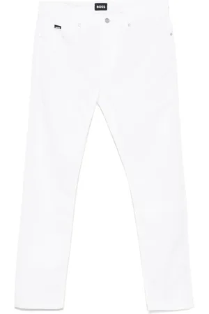 HUGO BOSS Jeans, Herre, Hvid, W40, Bomuld, Slim Fit Jeans 