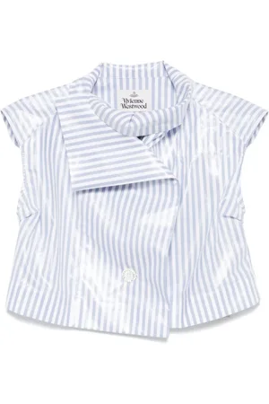 Vivienne Westwood Bluser & Skjorter, Dame, Blå, XS, Uld, Hvid Blå Ære Skjorte Stilfuld