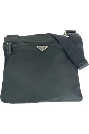 Prada Pre-owned, Herre, Sort, ONE SIZE, Uld, Pre-owned Canvas crossbody-tasker