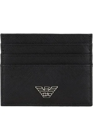 Emporio Armani Tilbehør, unisex, Sort, ONE SIZE, Læder, Luksus Læder Kortholder Pung