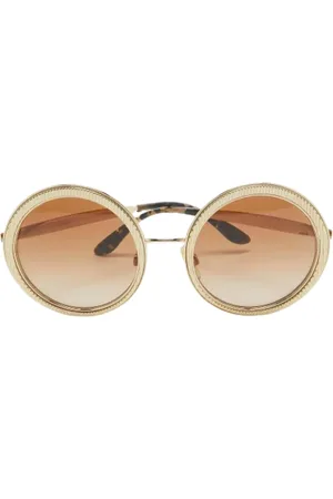 Dolce & Gabbana Pre-owned, Dame, Gul, ONE SIZE, Tyl, Pre-owned Metal solbriller