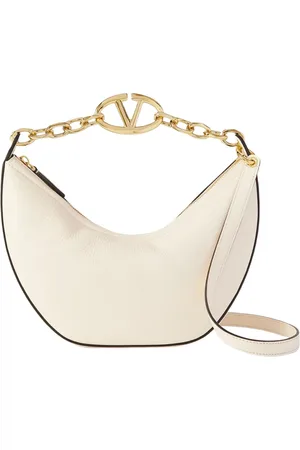 VALENTINO GARAVANI Taske, Dame, , ONE SIZE, Uld, Ivory Læder Small Hobo Skuldertaske