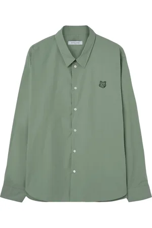 Maison Kitsuné Skjorte, Herre, Grøn, M, Modig rævehovedskjorte