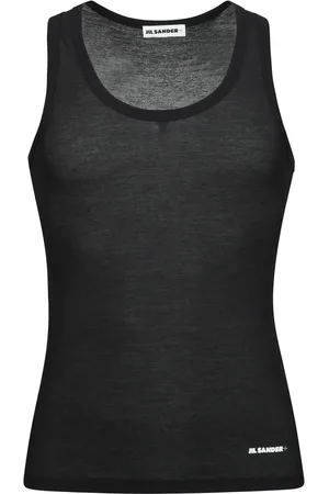 Jil Sander Top, Dame, Sort, M, Bomuld, Hvid Tank Top Minimalistisk Luksusstil