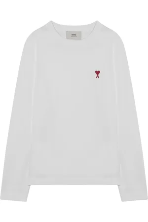 Ami Top, Herre, Hvid, L, Uld, Langærmet rund hals T-shirt