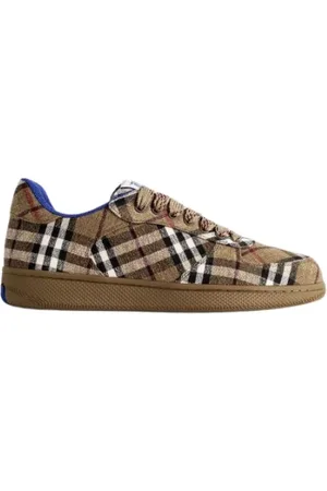 Burberry Sko, Herre, , 44 EU, Bomuld, Grøn Check Terrace Sneakers