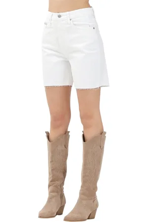 Calvin Klein Shorts, Dame, Hvid, W27, Denim, Hvide Denim Shorts Klassisk Frynset Kant