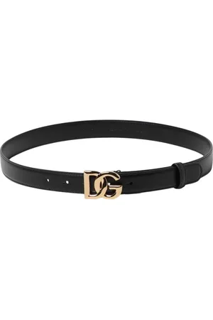 Dolce & Gabbana Tilbehør, Dame, Sort, 75 CM, Læder, Sort læderbælte med DG-logo