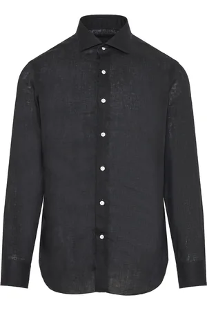 BARBA Skjorte, Herre, Sort, 4XL, Linned, Italiensk Linnedskjorte til Mænd