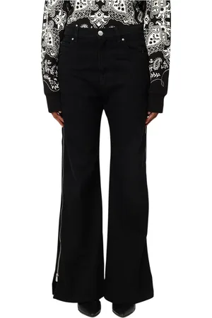 Pinko Bukser, Dame, Sort, W29, Uld, Wide Leg Zip Jeans