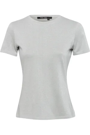 Marc Aurel Top, Dame, Grå, XL, Tætsiddende T-shirt med sølvskimmer