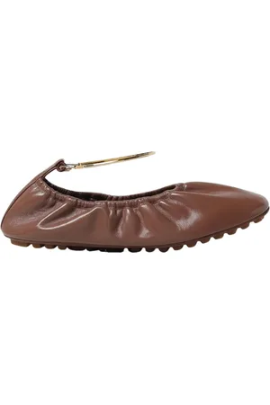 Fendi Sko, Dame, Brun, 41 EU, Læder, Grå Læder Ballerina Flats