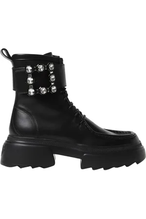 Roger Vivier Sko, Dame, Sort, 38 EU, Læder, Sorte BuckleStrap Ankelstøvler