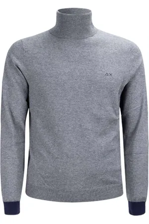 sun68 Strik, Herre, Grå, S, Uld, Kontrast Skildpaddeskulder Sweater