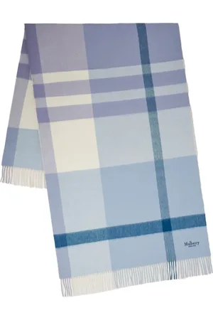 MULBERRY Tilbehør, Dame, Blå, ONE SIZE, Uld, Ternet Merinouldssjal Blå & Hvid