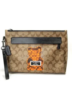 Coach Pre-owned, Dame, Brun, ONE SIZE, Uld, Pre-owned Canvas clutches