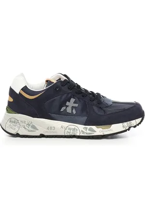 Premiata Sko, Herre, Blå, 45 EU, Blå Chunky Sneakers med Logo Detaljer