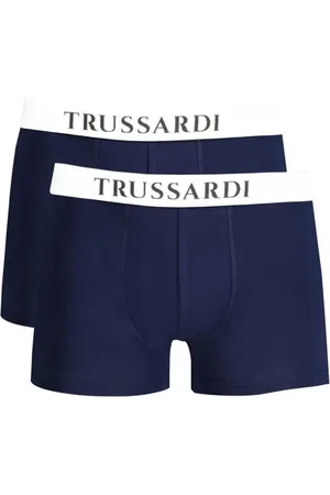Trussardi Undertøj, Herre, Blå, L, Bomuld, Blå Bomuld Boxershorts med Logo