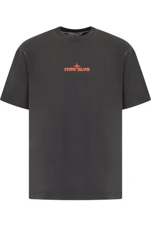 Stone Island Top, Herre, Grå, XL, Herre Finger Print T-Shirt Grå