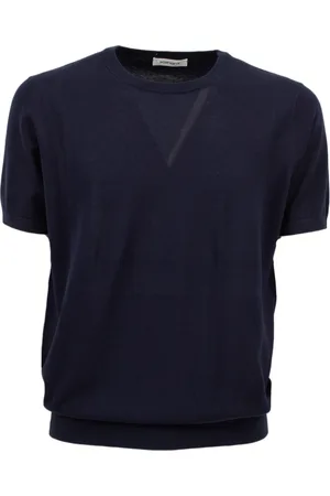 KANGRA CASHMERE Top, Herre, Blå, S, Rund Hals Kortærmet T-shirt