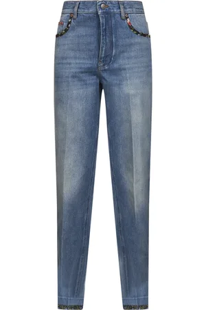 VALENTINO Jeans, Dame, Blå, W29, Bomuld, Blomstret Blå Jeans