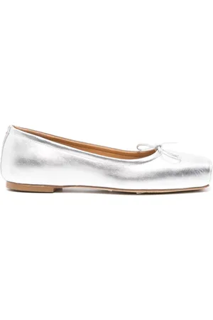 Aeyde Sko, Dame, Grå, 38 EU, Læder, Sølv-tone Læder Bue Detaljer Slip-on Sko