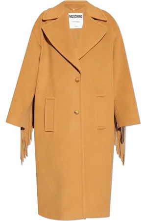 Moschino Frakke, Dame, Brun, XS, Uld, Frynset frakke