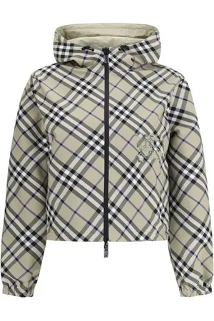 Burberry Jakke, Dame, Flerfarvet, S, Uld, Vendbar Hættejakke
